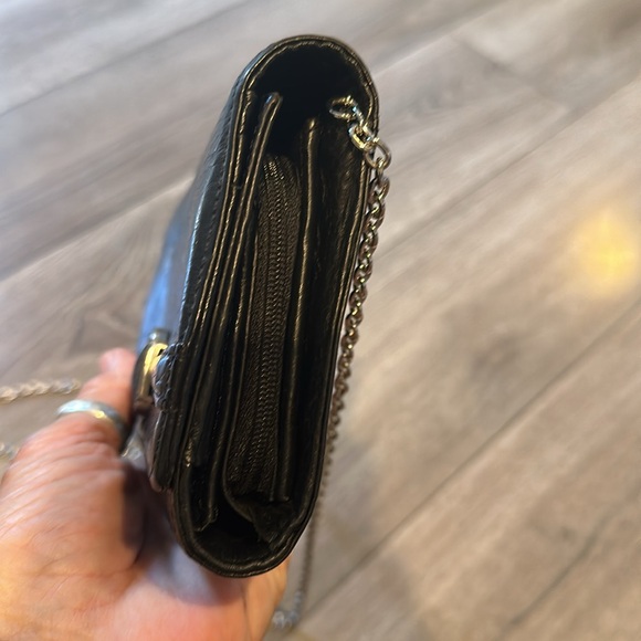 Brighton black leather wallet crossbody with silver hardware. - Picture 5 of 13